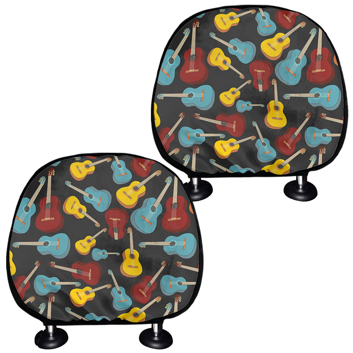 Colorful Guitar Pattern Print Car Headrest Covers