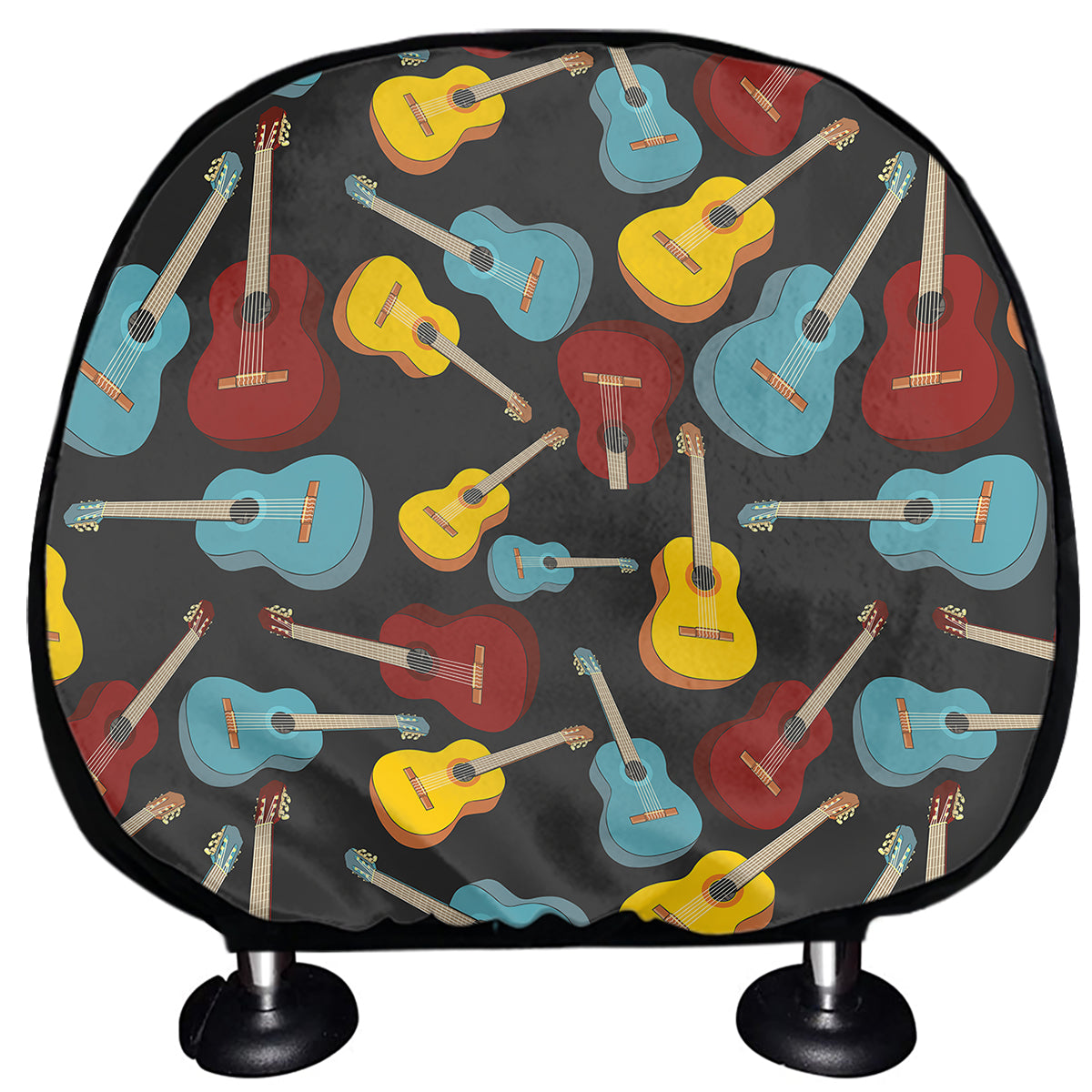 Colorful Guitar Pattern Print Car Headrest Covers
