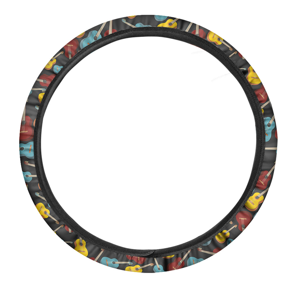 Colorful Guitar Pattern Print Car Steering Wheel Cover