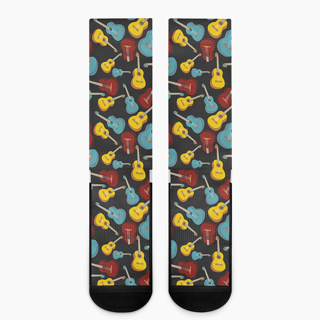 Colorful Guitar Pattern Print Crew Socks