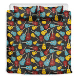 Colorful Guitar Pattern Print Duvet Cover Bedding Set