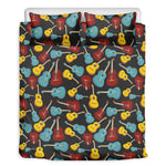 Colorful Guitar Pattern Print Duvet Cover Bedding Set