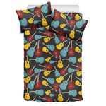 Colorful Guitar Pattern Print Duvet Cover Bedding Set