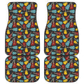 Colorful Guitar Pattern Print Front and Back Car Floor Mats