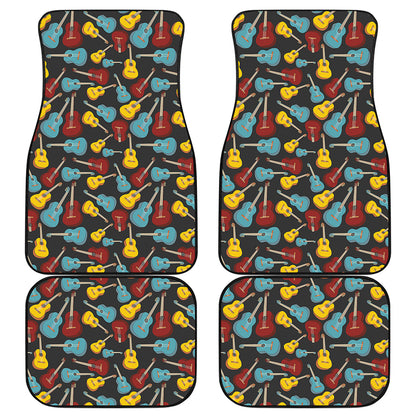 Colorful Guitar Pattern Print Front and Back Car Floor Mats