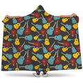 Colorful Guitar Pattern Print Hooded Blanket