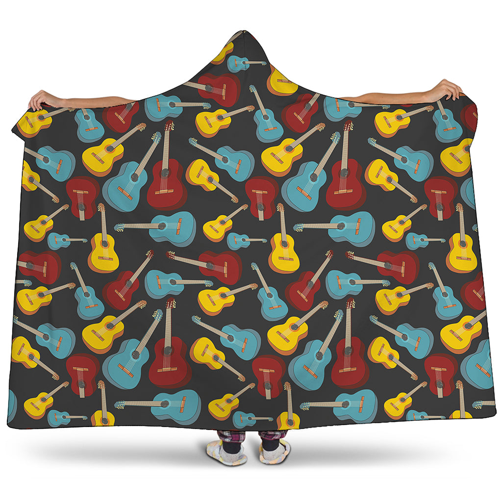 Colorful Guitar Pattern Print Hooded Blanket