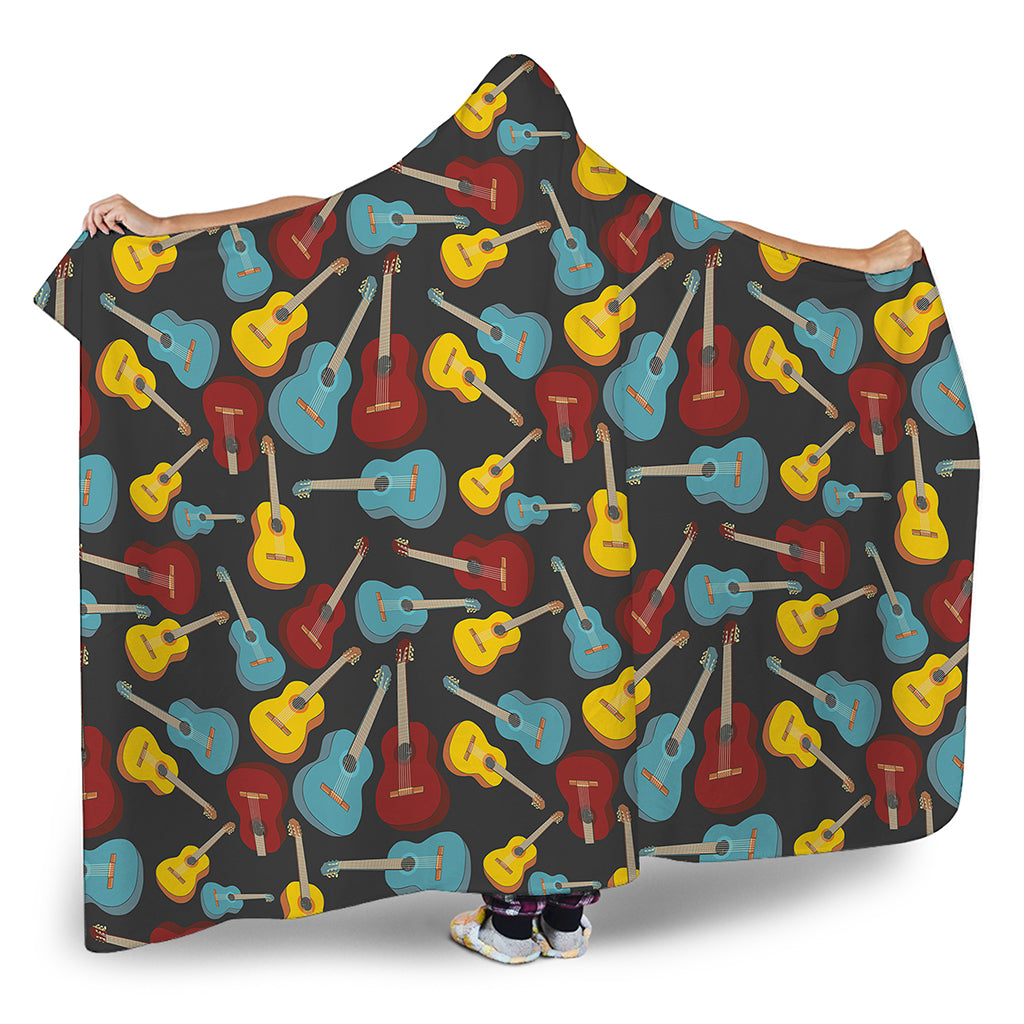Colorful Guitar Pattern Print Hooded Blanket