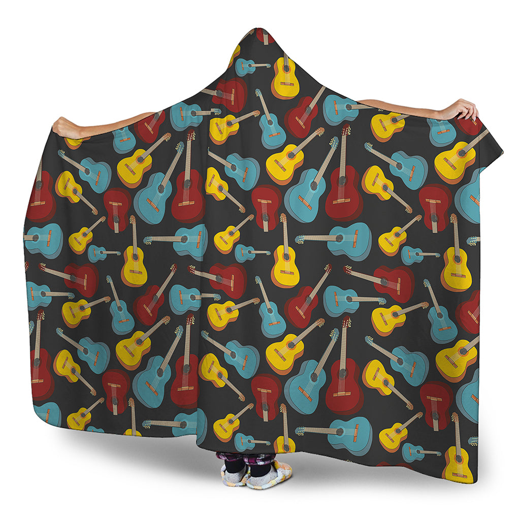 Colorful Guitar Pattern Print Hooded Blanket