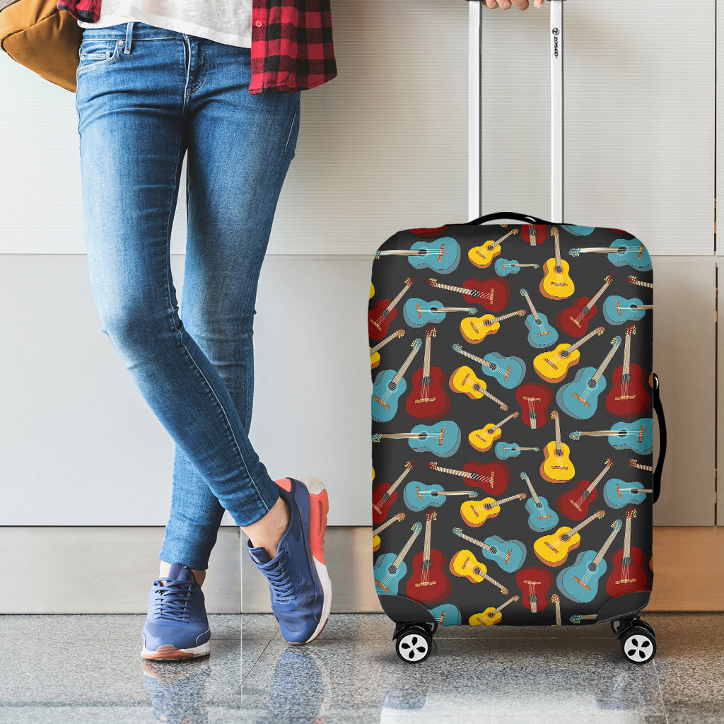 Colorful Guitar Pattern Print Luggage Cover
