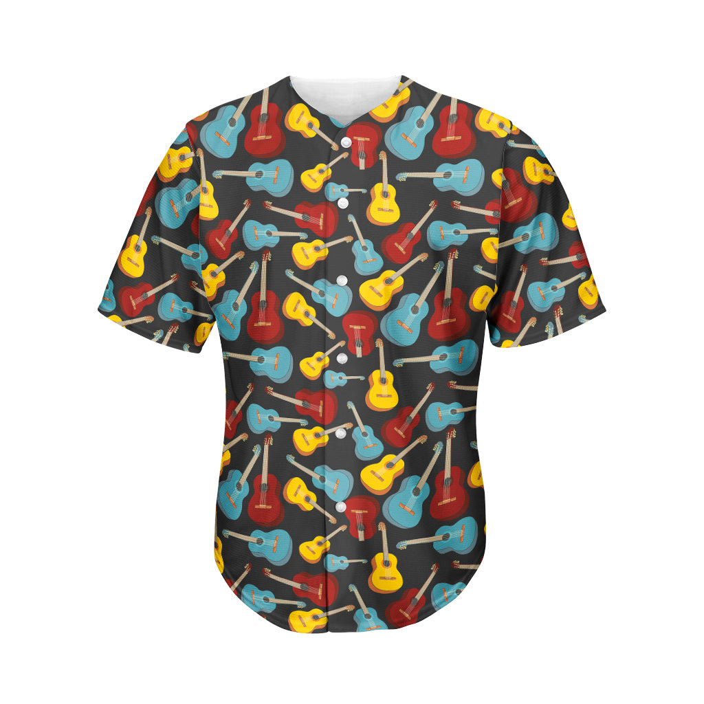 Colorful Guitar Pattern Print Men's Baseball Jersey