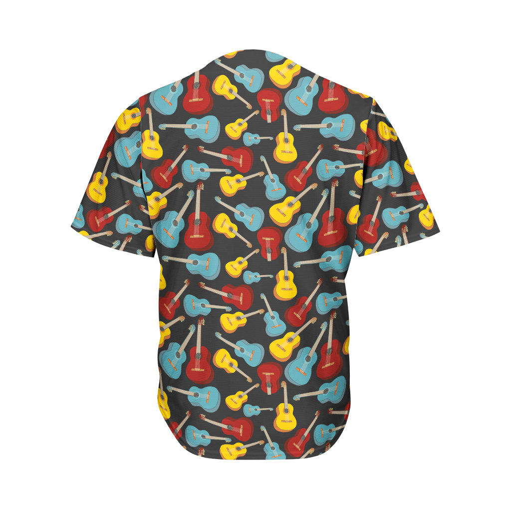 Colorful Guitar Pattern Print Men's Baseball Jersey