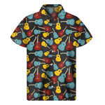 Colorful Guitar Pattern Print Men's Short Sleeve Shirt