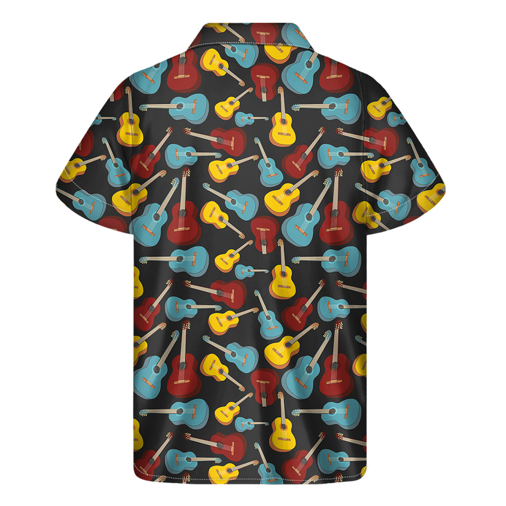 Colorful Guitar Pattern Print Men's Short Sleeve Shirt