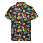 Colorful Guitar Pattern Print Men's Short Sleeve Shirt