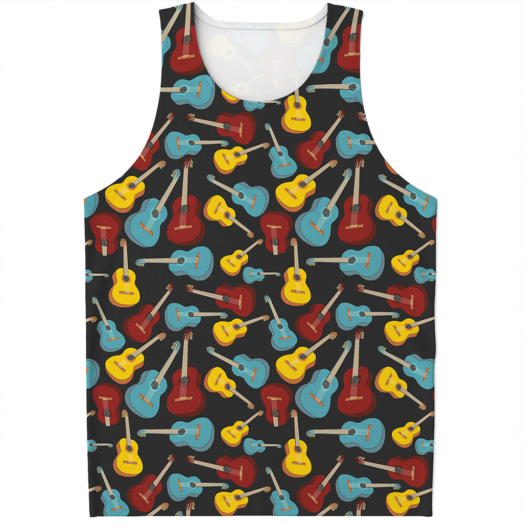 Colorful Guitar Pattern Print Men's Tank Top