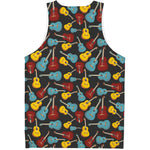 Colorful Guitar Pattern Print Men's Tank Top