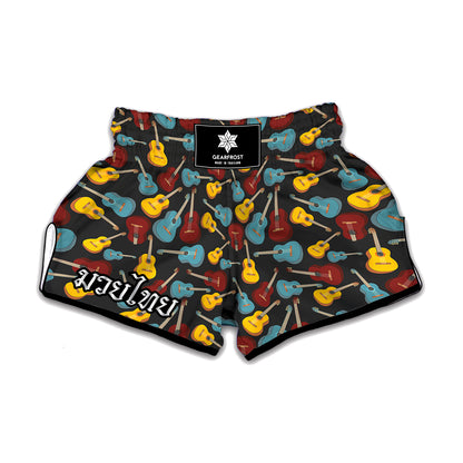 Colorful Guitar Pattern Print Muay Thai Boxing Shorts