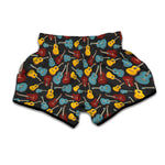 Colorful Guitar Pattern Print Muay Thai Boxing Shorts