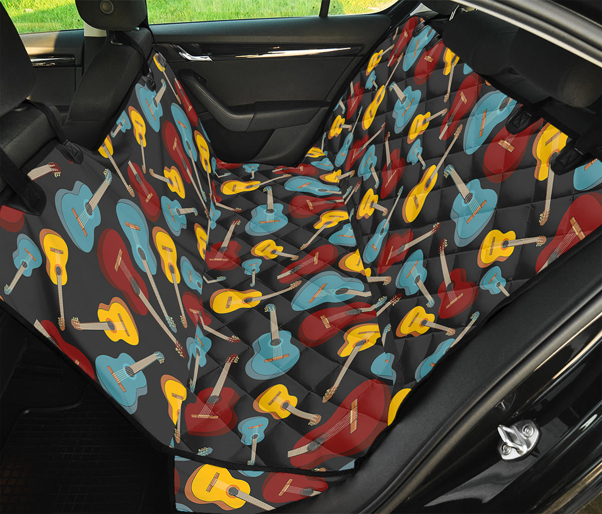Colorful Guitar Pattern Print Pet Car Back Seat Cover
