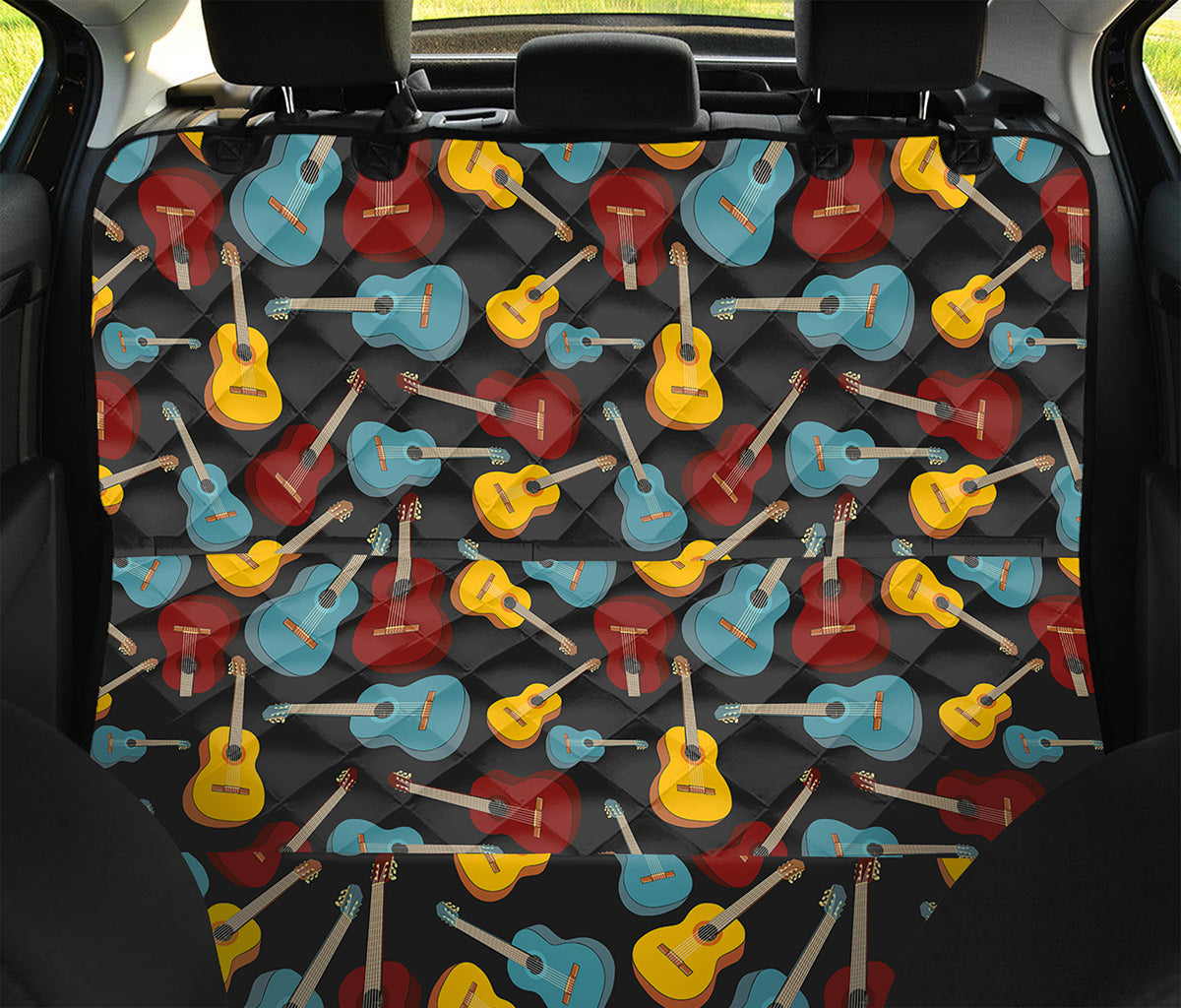Colorful Guitar Pattern Print Pet Car Back Seat Cover