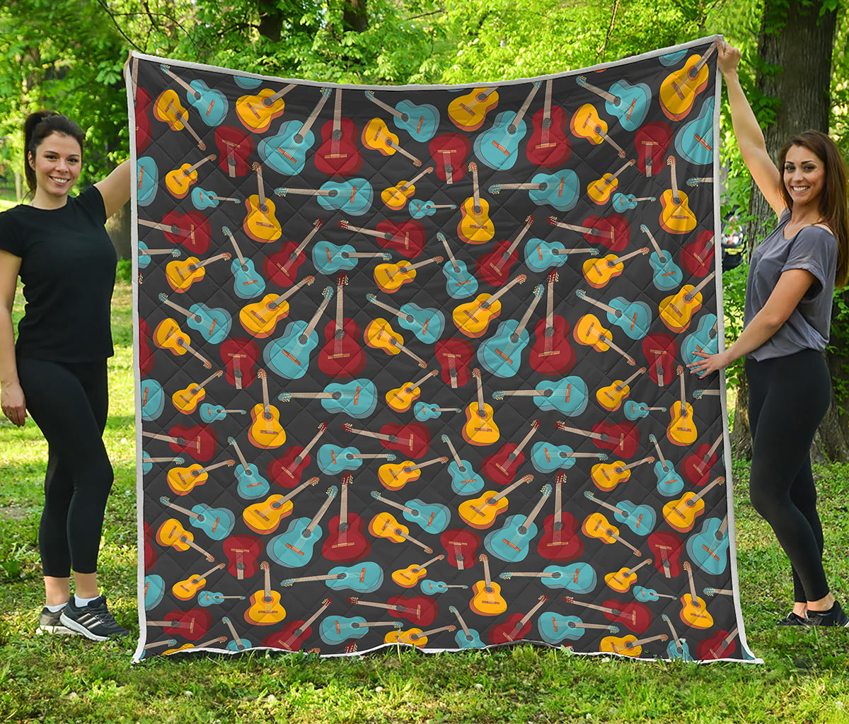 Colorful Guitar Pattern Print Quilt