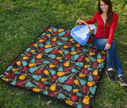 Colorful Guitar Pattern Print Quilt