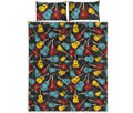 Colorful Guitar Pattern Print Quilt Bed Set
