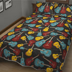 Colorful Guitar Pattern Print Quilt Bed Set