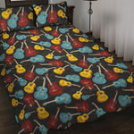 Colorful Guitar Pattern Print Quilt Bed Set