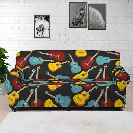 Colorful Guitar Pattern Print Sofa Cover