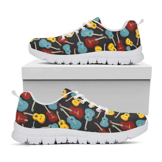 Colorful Guitar Pattern Print White Sneakers