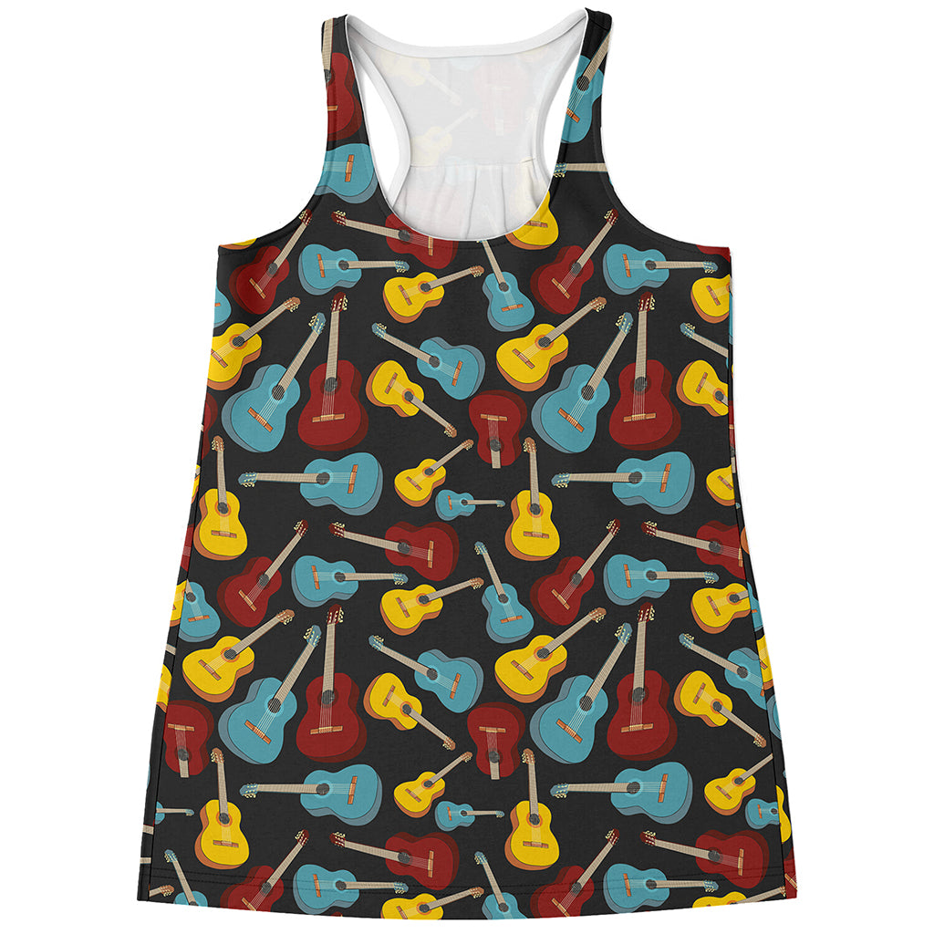 Colorful Guitar Pattern Print Women's Racerback Tank Top