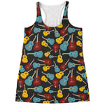 Colorful Guitar Pattern Print Women's Racerback Tank Top