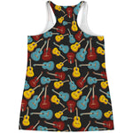 Colorful Guitar Pattern Print Women's Racerback Tank Top