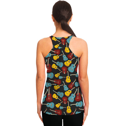 Colorful Guitar Pattern Print Women's Racerback Tank Top