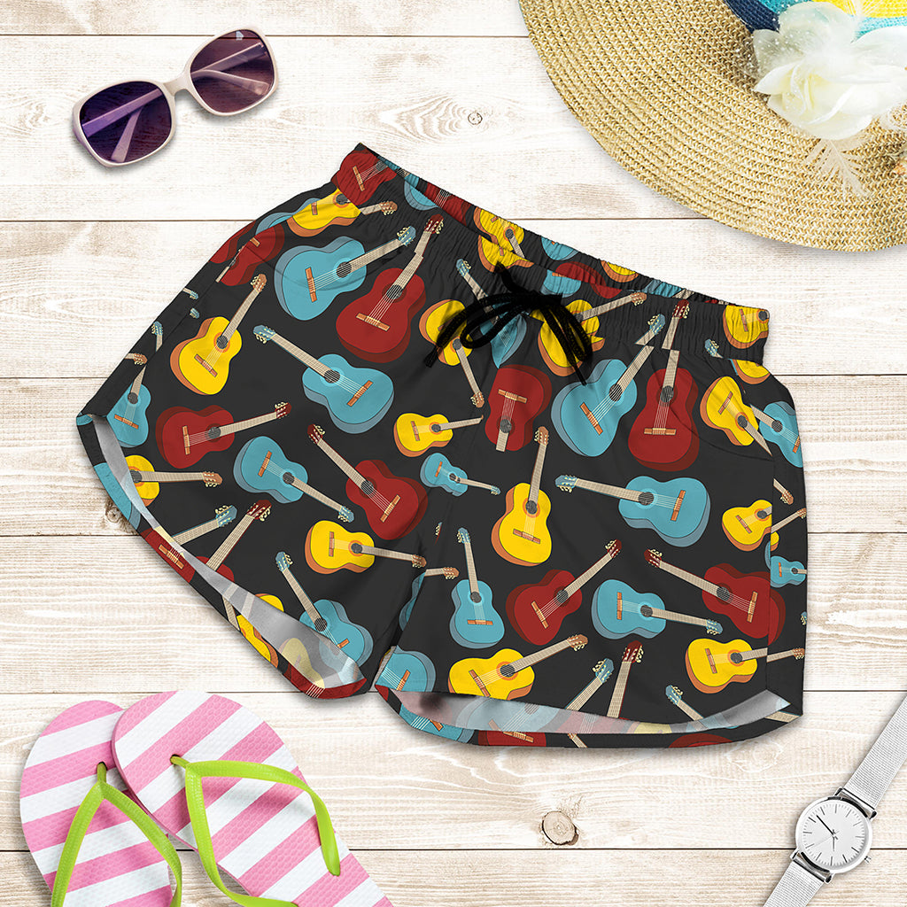 Colorful Guitar Pattern Print Women's Shorts