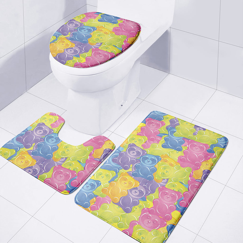Colorful Gummy Bear Print 3 Piece Bath Mat Set