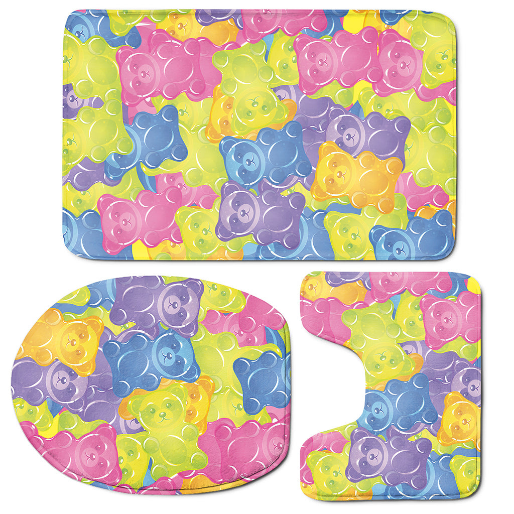 Colorful Gummy Bear Print 3 Piece Bath Mat Set