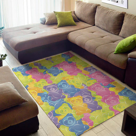 Colorful Gummy Bear Print Area Rug
