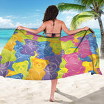 Colorful Gummy Bear Print Beach Sarong Wrap