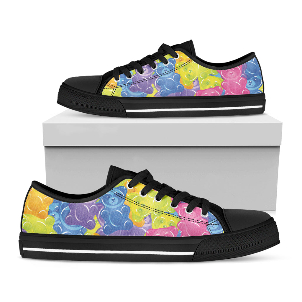 Colorful Gummy Bear Print Black Low Top Shoes