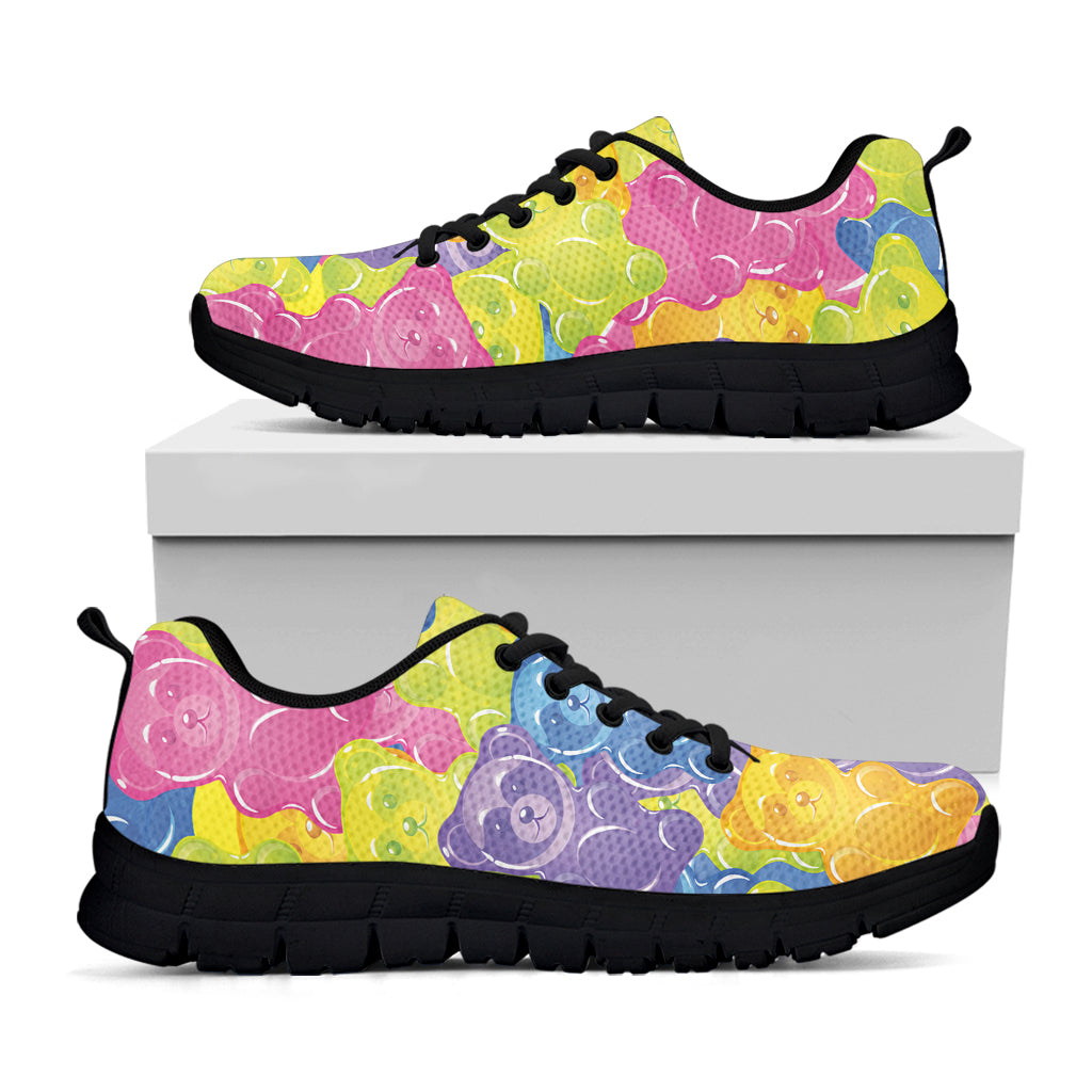 Colorful Gummy Bear Print Black Sneakers