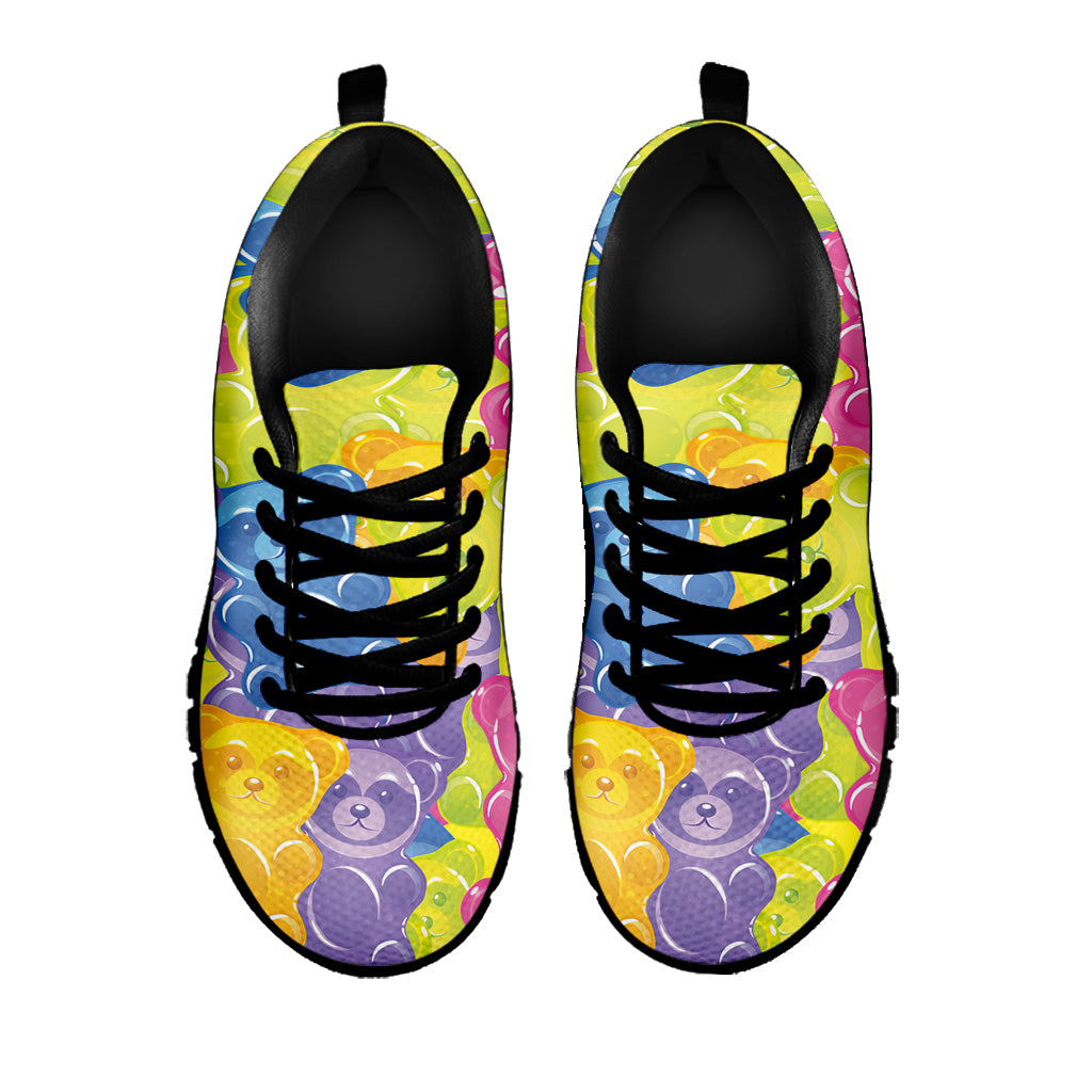 Colorful Gummy Bear Print Black Sneakers