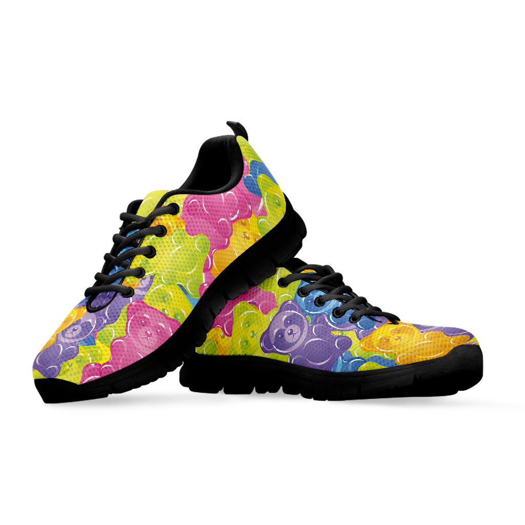 Colorful Gummy Bear Print Black Sneakers