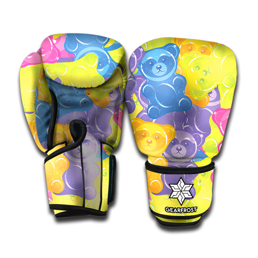 Colorful Gummy Bear Print Boxing Gloves