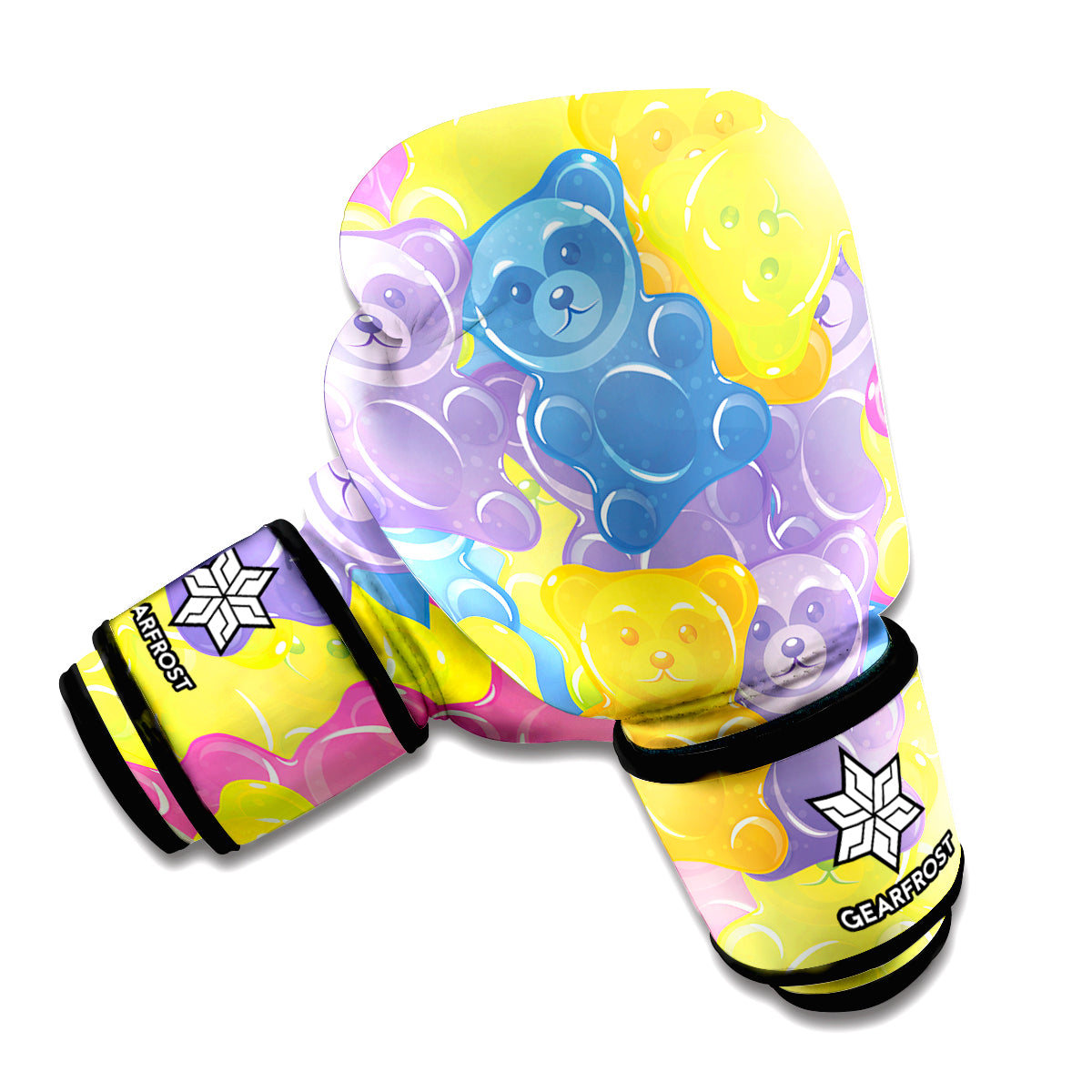Colorful Gummy Bear Print Boxing Gloves