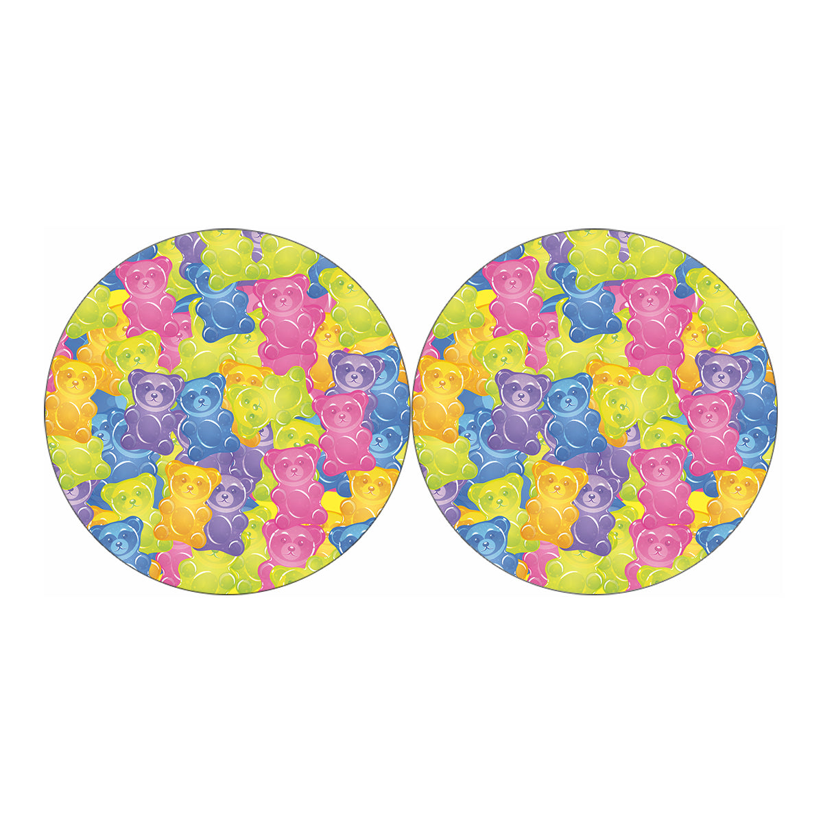 Colorful Gummy Bear Print Car Coasters