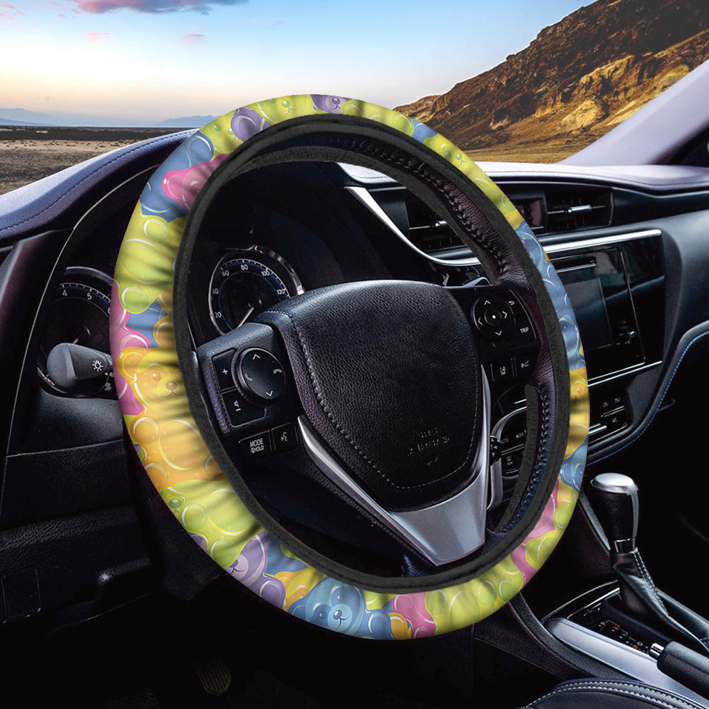 Colorful Gummy Bear Print Car Steering Wheel Cover