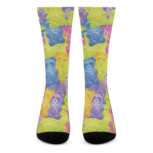 Colorful Gummy Bear Print Crew Socks
